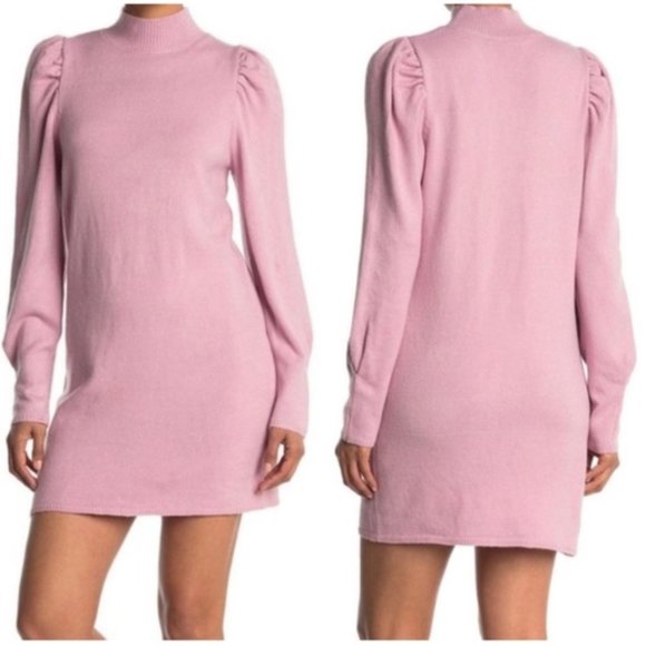 Wayf Dresses & Skirts - WAYF Puff Sleeve Sweater Dress in Blush NWT